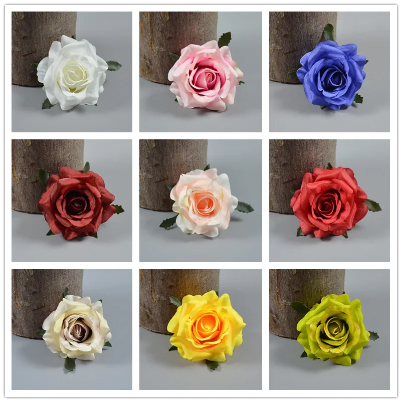 Artificial Rose Silk Flower Heads, Wedding Wall Arch, Home Party, Decorative Flowers, Banquet DIY, 7cm, 14Colors, 5Pcs