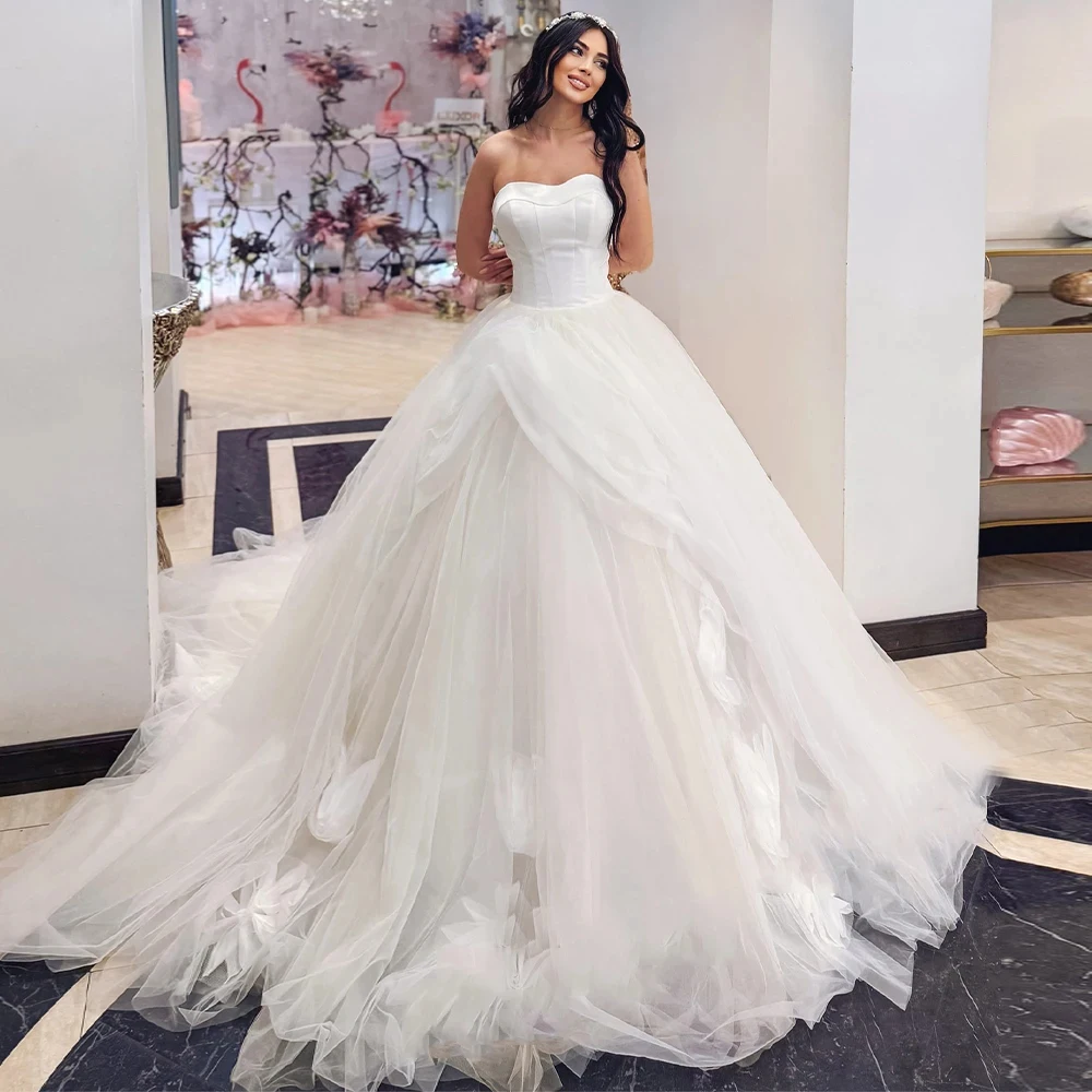 

Sweetheart Collar Wedding Dresses For Women Elegant Backless Tulle Bride Gowns Engagement Banquet Vestido Novia Boda Customized