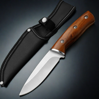 Outdoor Knife Full Tang Thickened High Hardness 5Cr13Mov Stainless Steel Blade Red Sandalwood Wide Handle Camping Survival Knife