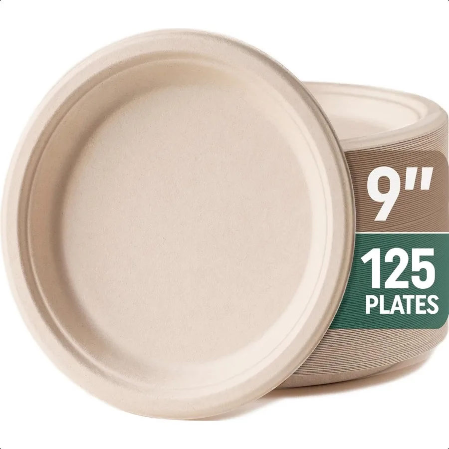 

Plates Sturdy and Durable Compostable Paper Plates Heavy Duty EcoFriendly Biodegradable Unbleached Sugarcane Bagasse Dinner Pl
