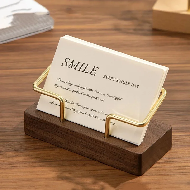 Business Card Holder Organizer Office Desk Display Stand Memo Counter Accessories Tabletop Shelf Home Wooden Card Holder Storage view 2