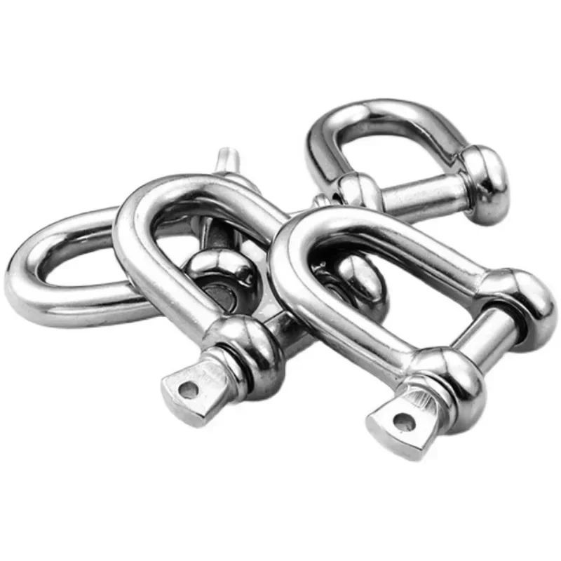 50Pcs D Type Shackle 304 Stainless Steel D Rigging Shackle Rustproof Marine Boat Screw Pin Dee Buckle Type D- Dee Hooks M4 M5 M6