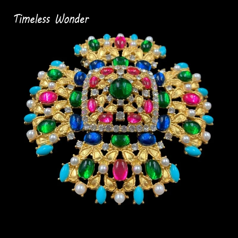 

Timeless Wonder Retro Zircon Geo Statement Brooch Pins for Women Designer Jewelry for Gown Trendy Rare Gift Sweet Classy 5381
