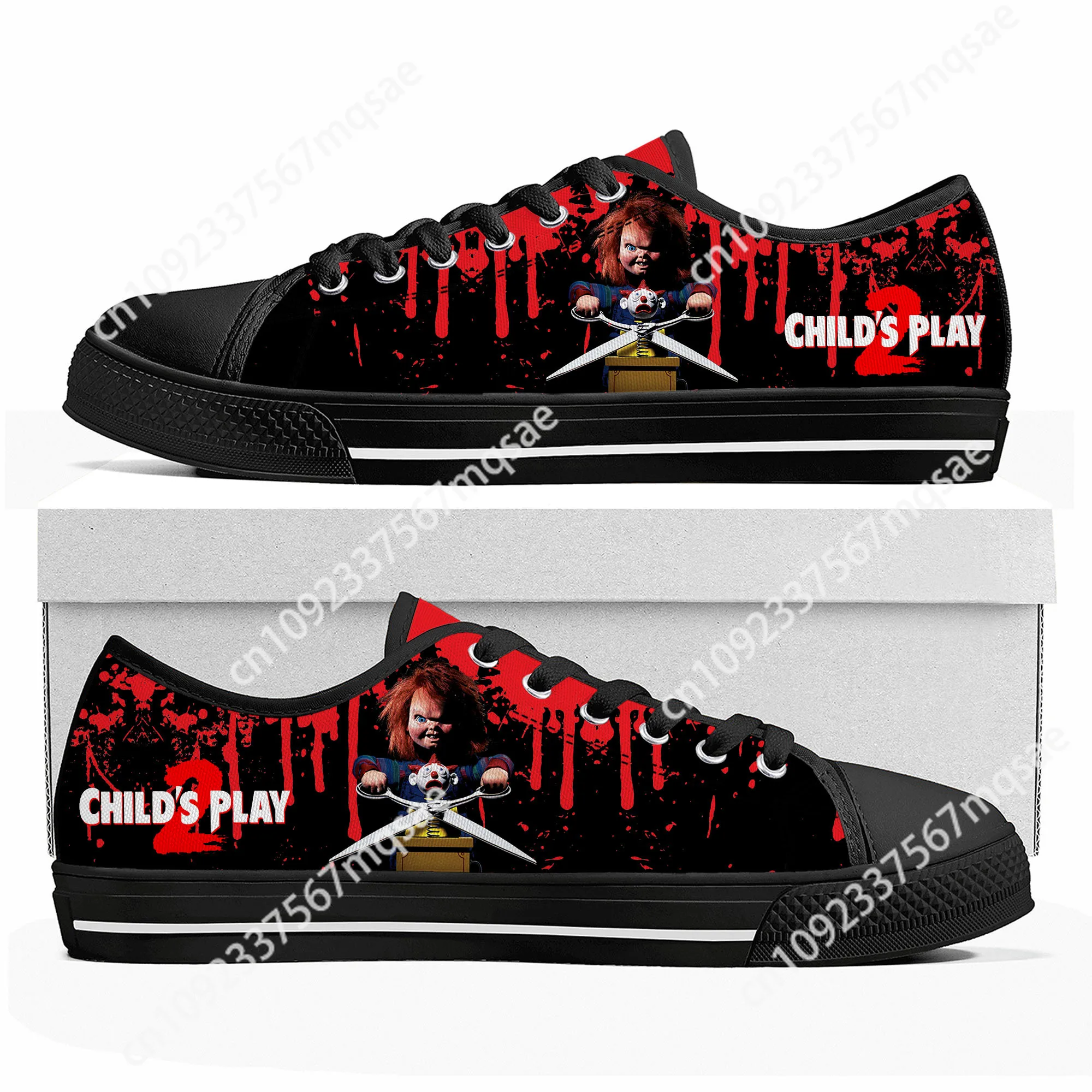 Horror Movie Childs Play Chucky Low Top High Quality Sneakers Mens Women Teenager Canvas Sneaker Casual Couple Shoes Custom Shoe