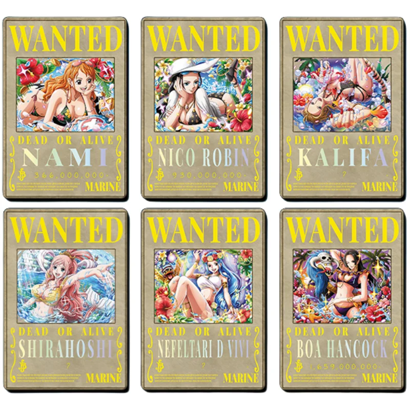 6Pcs/Set One Piece Cards OPCG Nami Wanted Order Version Self Made Anime Game Characters DIY Collection Coarse Color Flash Cards