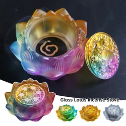 Glass Lotus Incense Burner Stove Ornament Frankincense Burner Inscent Decor Home Indoor Creative Aromatherapy Stove