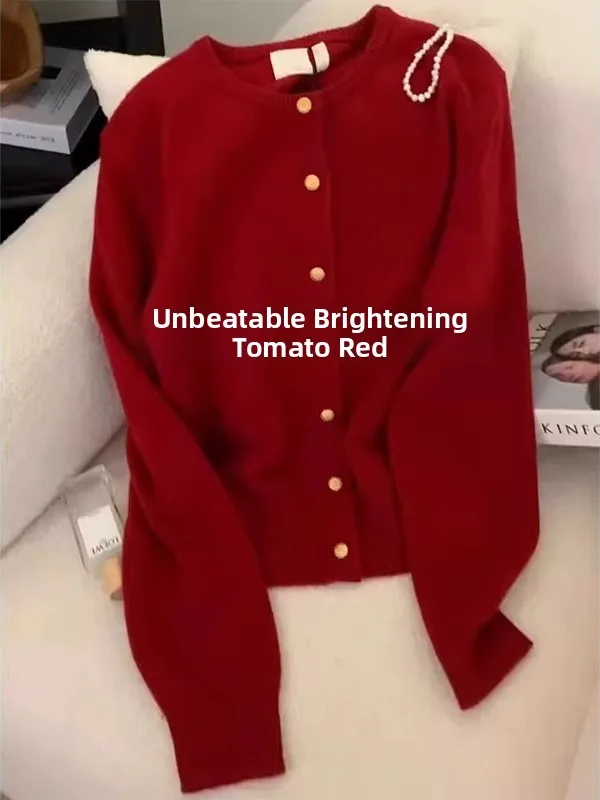 

Кардиган вязаный оверсайз, красный, свободного кроя, зимний, новогодний, женский свитер Aosphere, куртка для мужчин и женщин