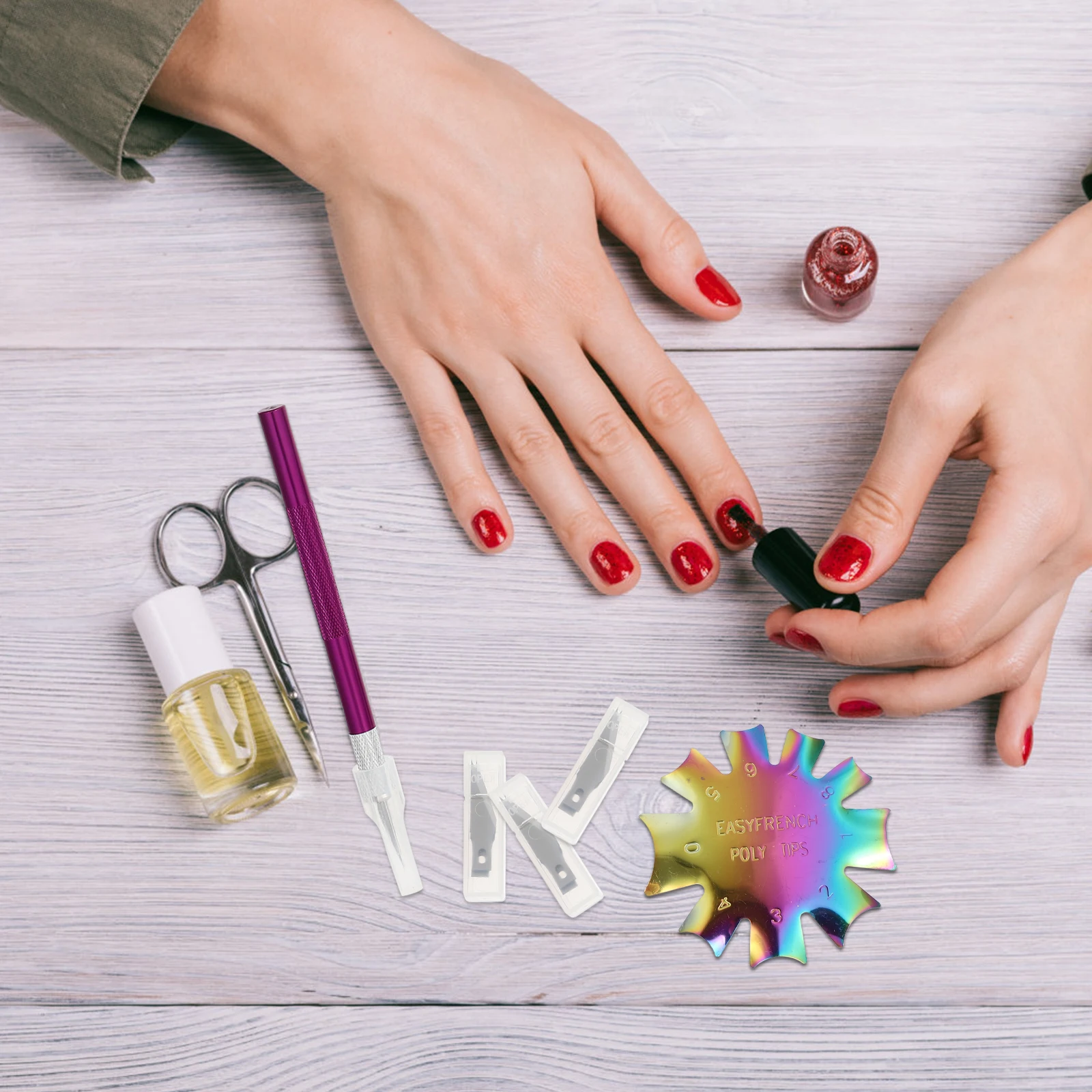 

1 set Nail Stencil Set Gel Cutter Smile Line French Manicure Kit Stainless Steel Reusable Manicure Trimmer for Home