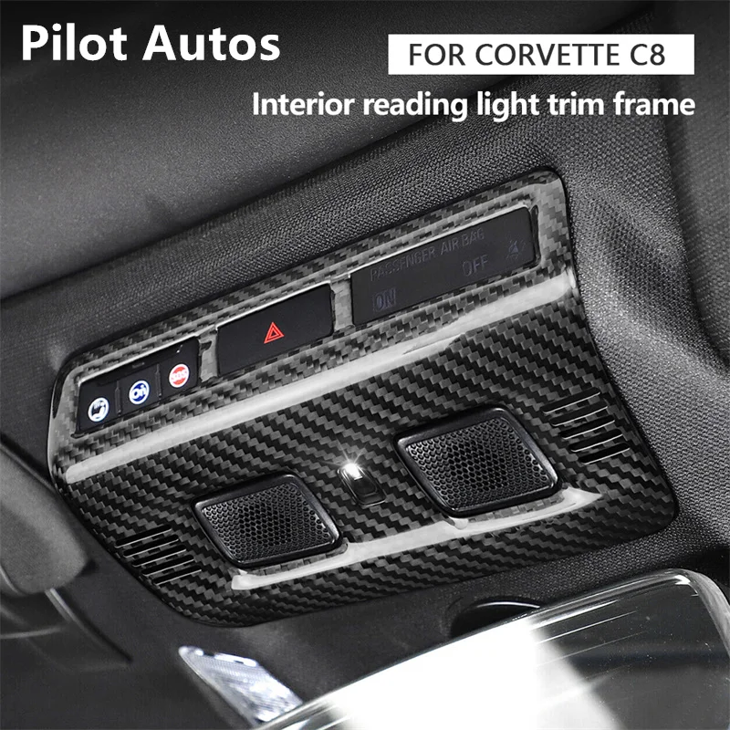 2022 2023 For Corvette C8 Dome Reading Light Trim Frame Genuine Carbon Fiber 3D Decoration Sticker Interior Accessories