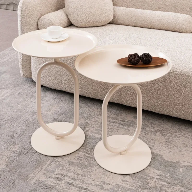 

Lantern-shaped Metal End Table Small Round Side Table Modern Coffee Drink Cocktail Table Accent Pedestal Tables for Living Room