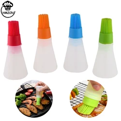 Barbecue Oil Brush Oil Dispenser with Brush High Temperature Resistant Silicone Seasoning Bottle Brush Kitchen Baking Gadgets
