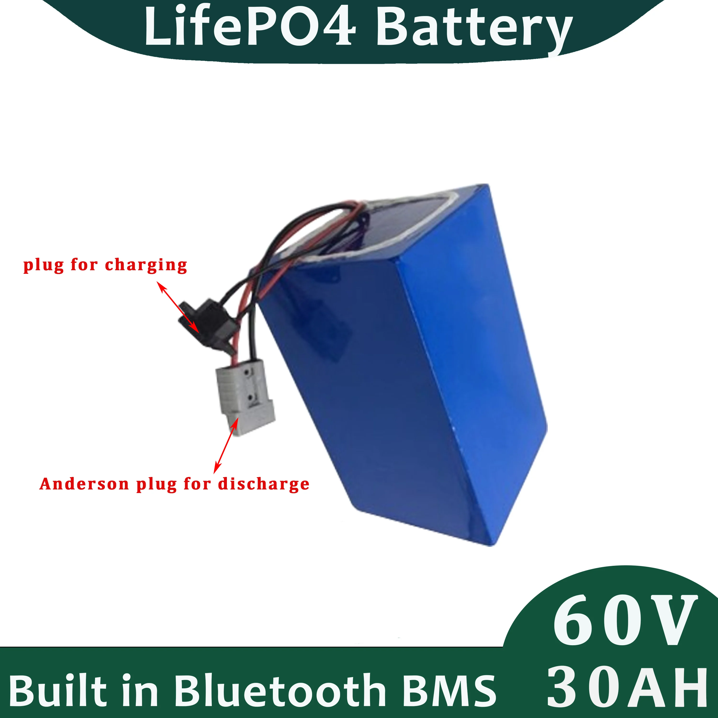 60V 30AH LifePO4 Battery Pack with 5A Charger for Free Perfect for Golf Cart