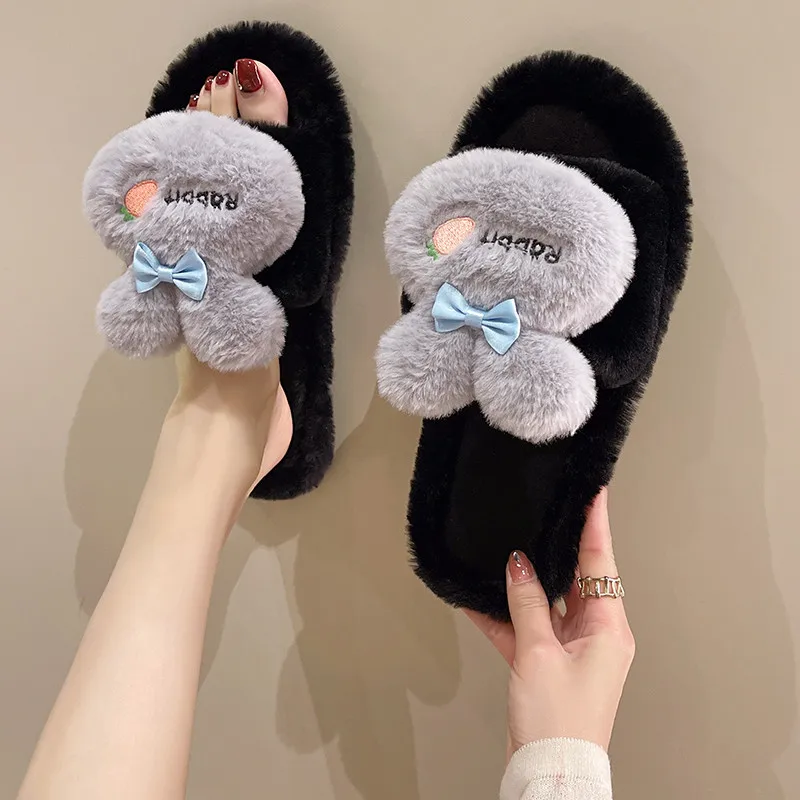 2023 Plush Women's Slippers Home Thermal Fur Shoes New Fashion Spring and Autumn Home Slippers Women's Slippers