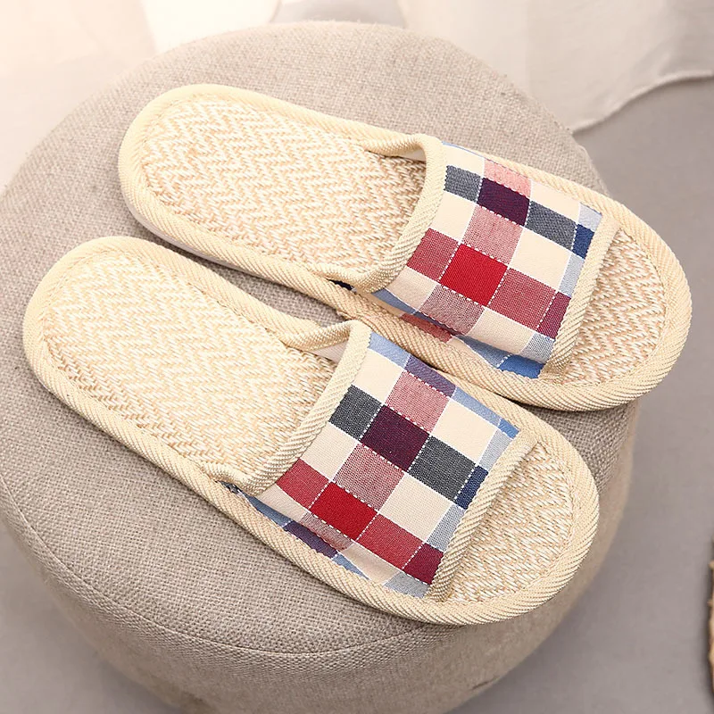 Home Slippers Lightweight Hotel Flax Slippers Women And Men Breathable Flip Flops Female Non-slip Indoor Slides Autumn Slipper