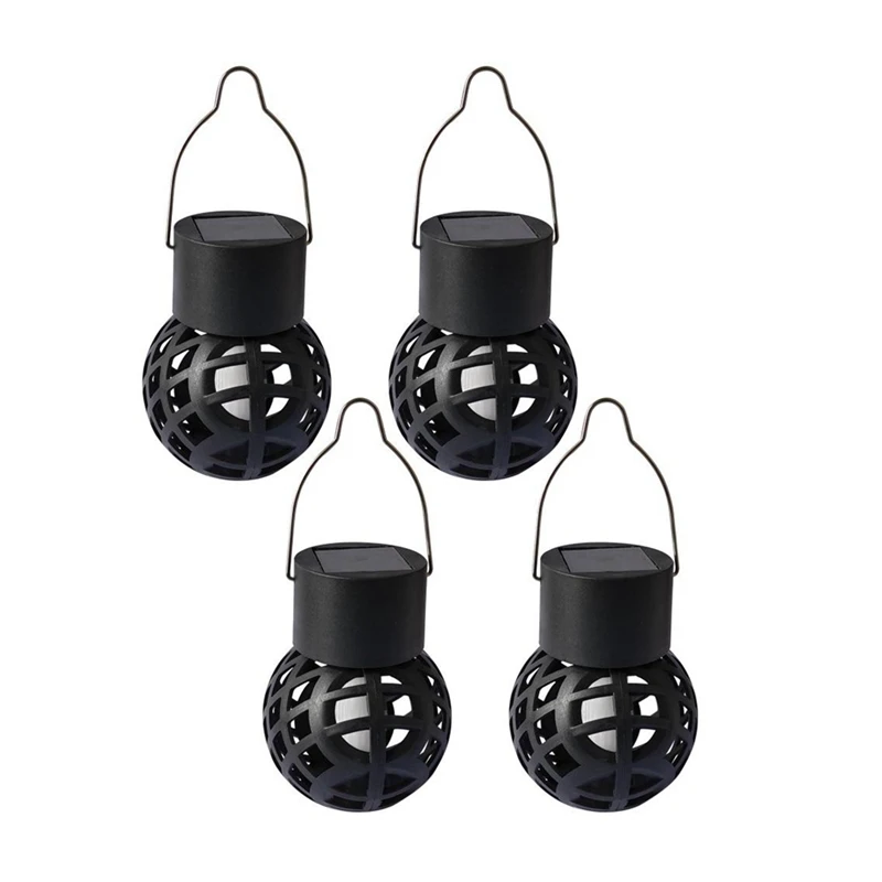 

4PCS LED Outdoor Flame Effect Hanging Lantern Waterproof Garden Decoration Lamp Solar Fairy Light For Patio Garden Yard Durable