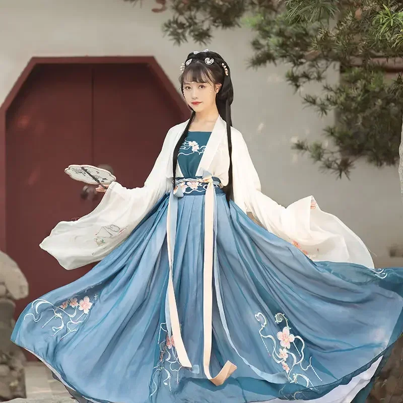 

Женские костюмы династии Сун китайского танца Hanfu, древнее китайское традиционное платье Hanfu, сценический костюм феи для выступлений