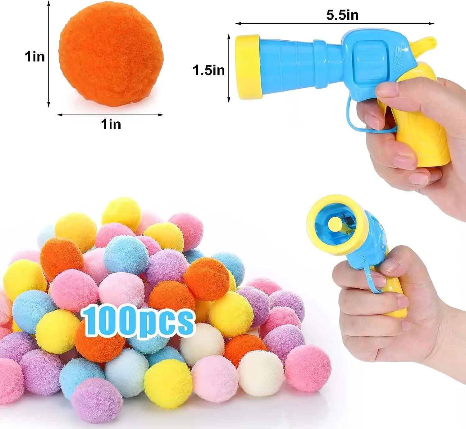 Interactive Launch Training Cat Toys Creative Kittens Mini Pompoms Games Stretch Plush Ball Toys Cat Supplies Pet Accessories