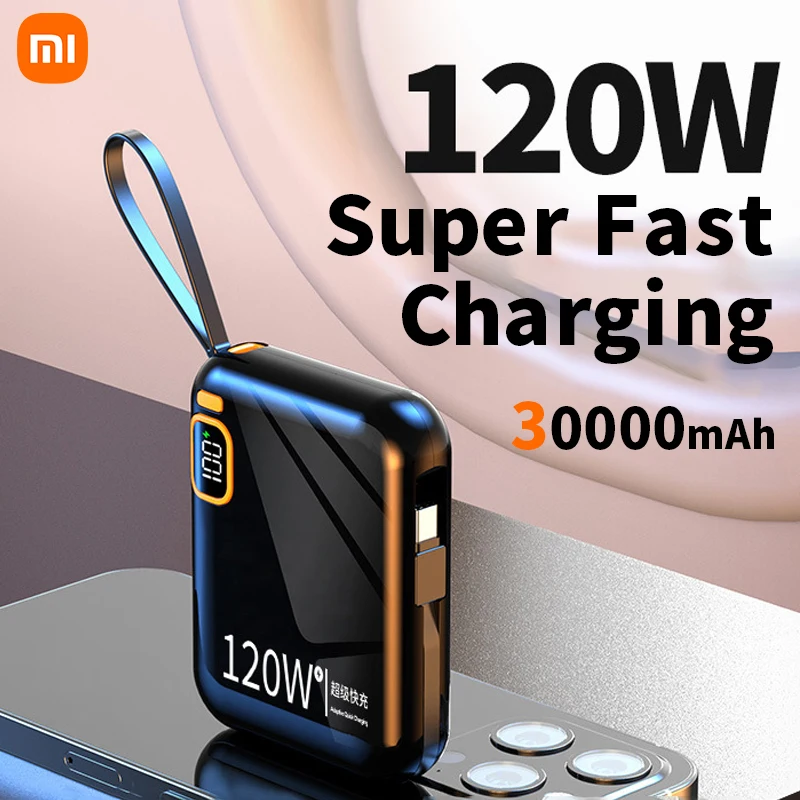 

Xiaomi Mini Power Bank 120W Fast Charging Battery Pack 30000mAh High Capacity Portable Charger For iPhone Samsung High-Speed