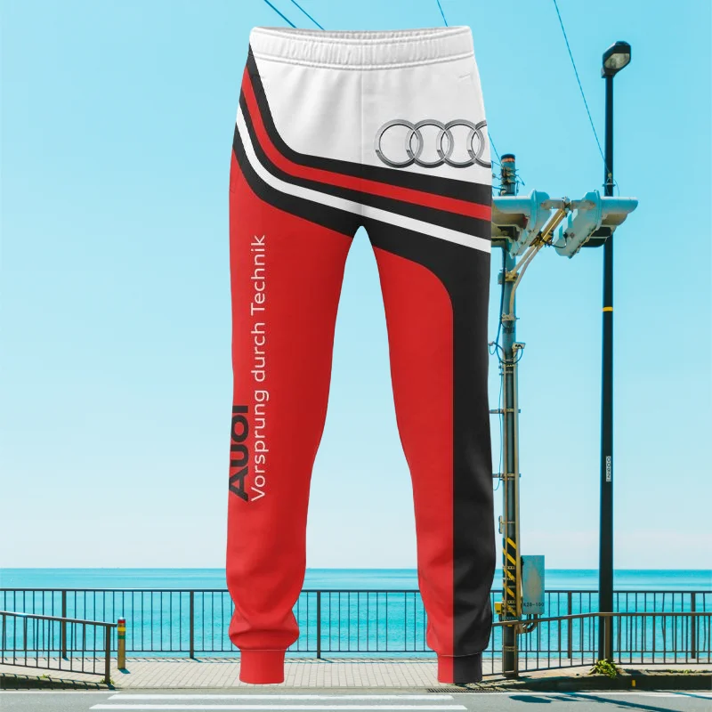 2025 ฤดูร้อนAudiโลโก้กางเกง 3Dการพิมพ์แฟชั่นคุณภาพสูงผู้ใหญ่Breathableสบายๆกางเกงกลางแจ้ง