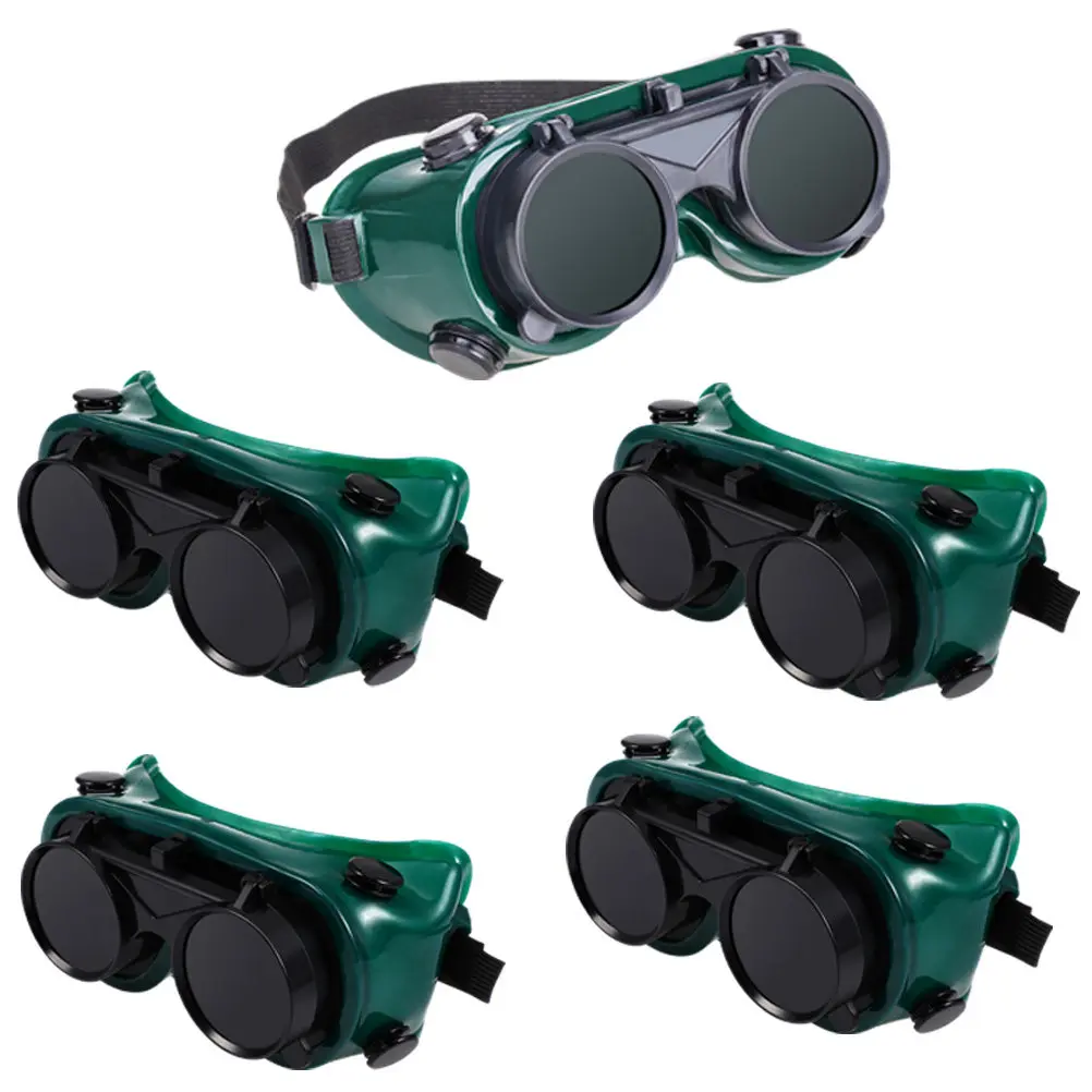 

5Pcs Welding Glasses Protective Plastic Goggles Lightweight Adjustable Strap Safety Eyewear for Welding Cutting Grinding