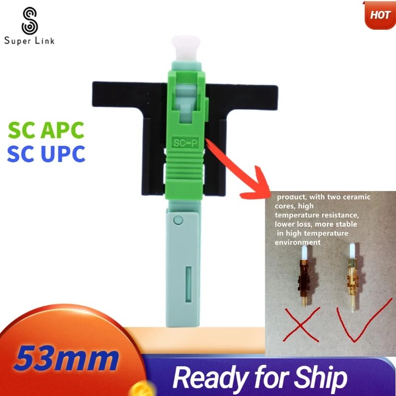 Fast Connector sc fiber SC APC SCUPC  53mm Single-Mode Connector FTTH Tool Cold Connector Tool Fiber Optic Fast Connnector 53mm