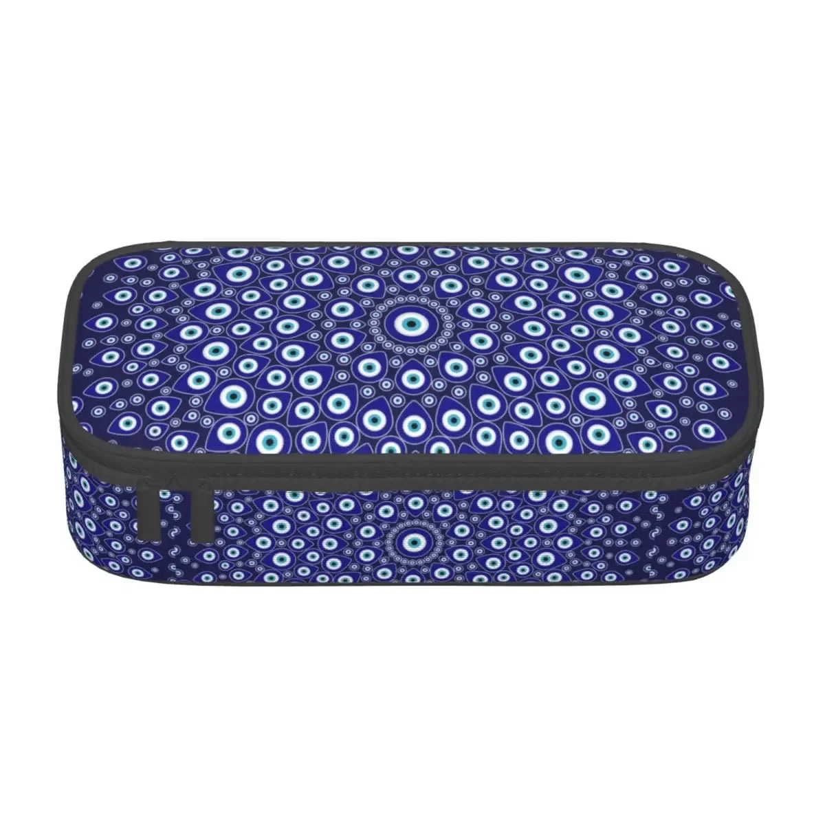 Custom Turkish Evil Eye Circular Pencil Cases for Girls Boys Large Storage Nazar Tribes Amulet Pen Box Bag Stationery
