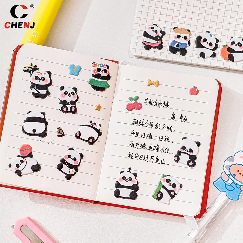 Pegatinas 3D de dibujos animados Kawaii, pegatinas hinchadas a granel, Panda, pegatina de burbujas estéreo para bricolaje, álbum de recortes, diario, álbum, decoración, papelería