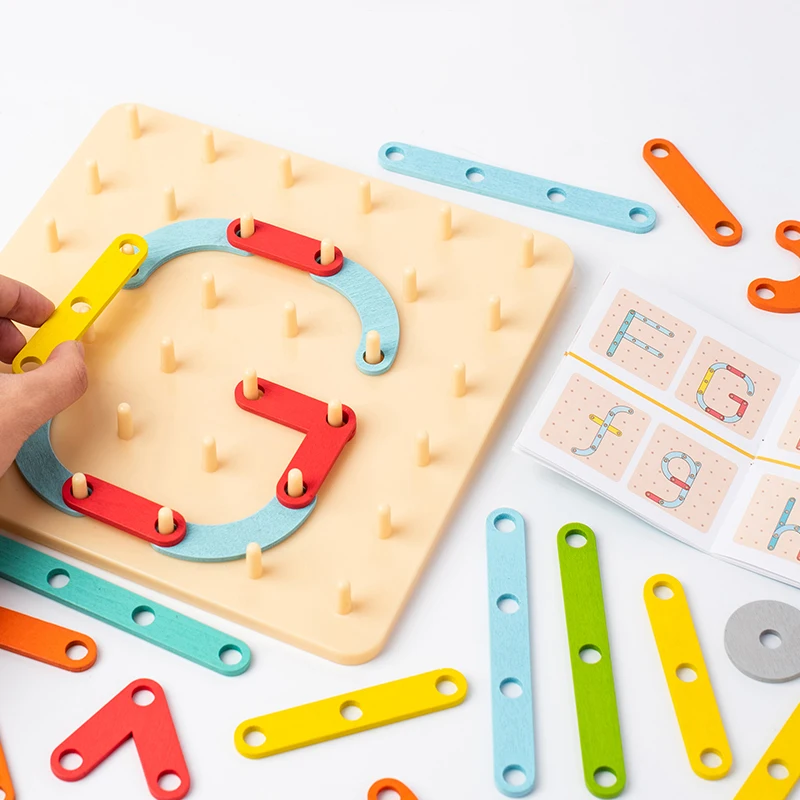 Montessori Versatile Shape Puzzle Column Set Early Education Blocks Matching Geometric Letter Number Children Boys and Girls Toy