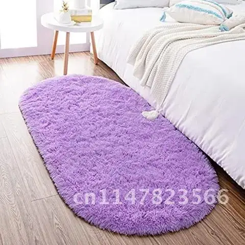 Thick Oval Carpet for Living Room Plush Rug Window Bedside Home Decor Soft Velvet Mat Children Bed Room Fluffy Floor Carpet