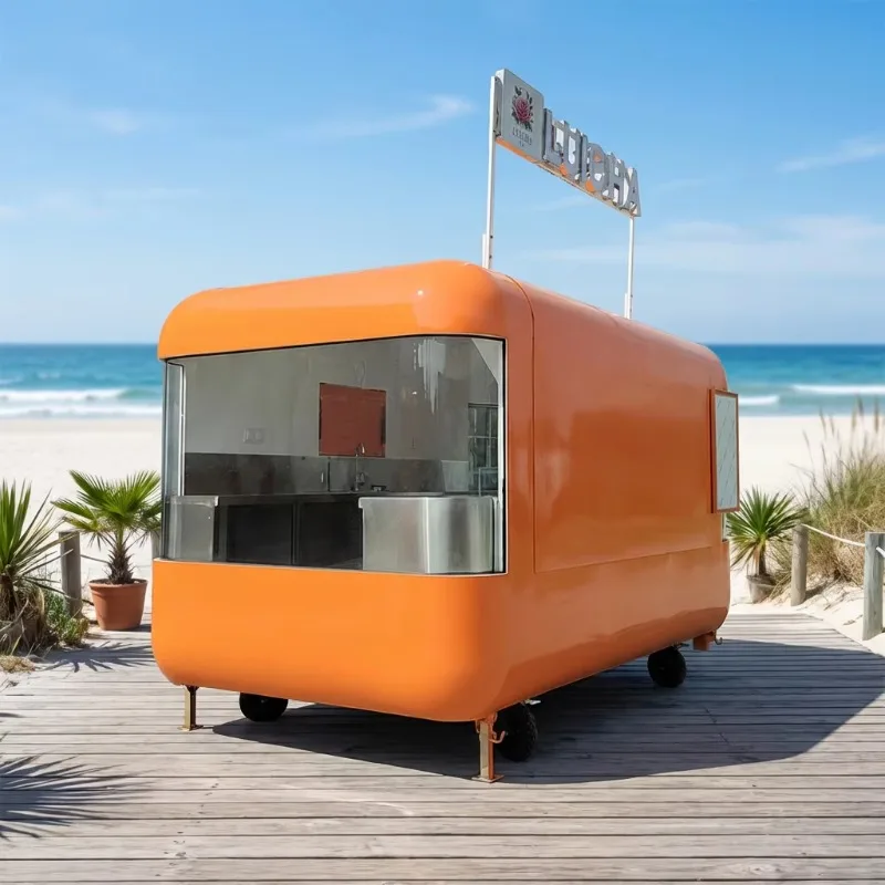 Custom Apple Cabin Outdoor Kiosk Mobile Food Truck Trailer, Mobile Kitchen For Fast Food Business