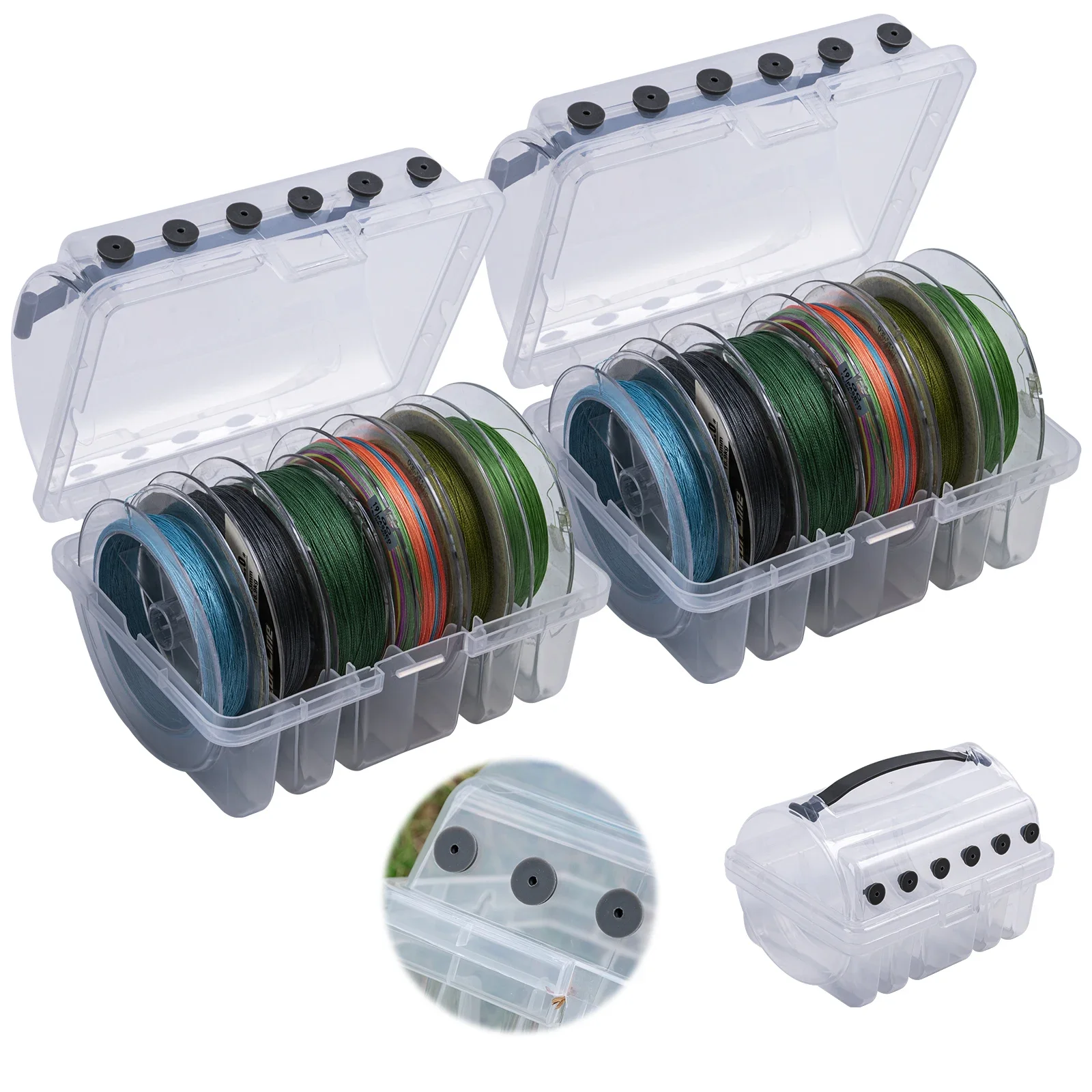 

Fishing Line Box Slots Fishing Line Case Clear Visibility Fishing Line Organizer 6 Compartments Tackle Box 1pcs