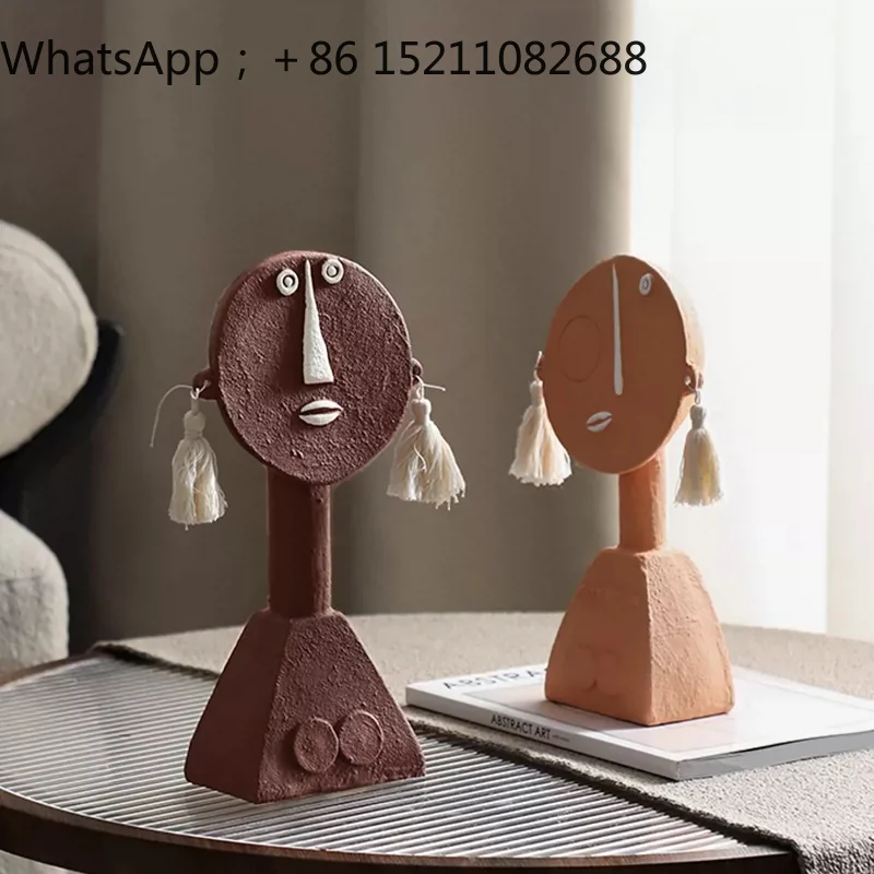 SCY Modern Wabi Sansan Resin Abstract Earrings Man Ornament Home Desktop Art Character Office Ornament
