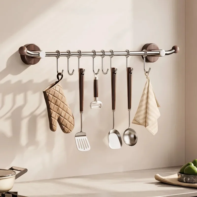 Creative No Drill Suction Holders Single Row Cookware Hanging Rack Water Resist Anti Rust Shelf Indoor Spatula Scoop Kitchen Sto