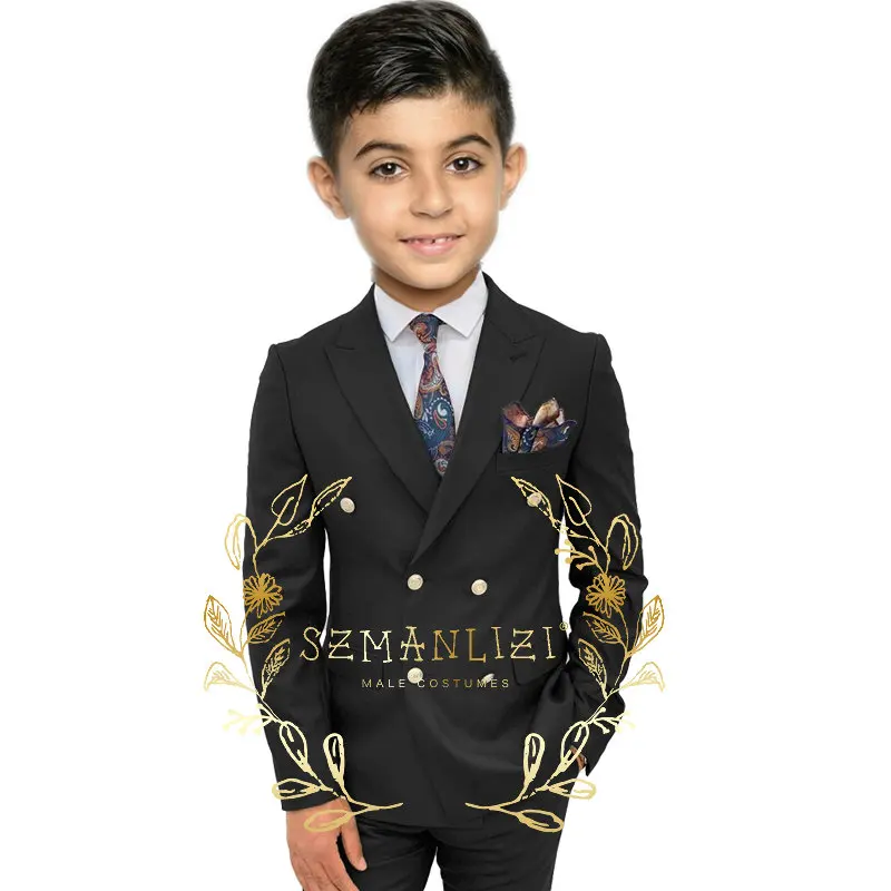 Double Breasted Casual Beige Suit For Kids Children Attire Wedding Blazer Formal Wear Birthday Party Boy Suits Kids Clothes Boys