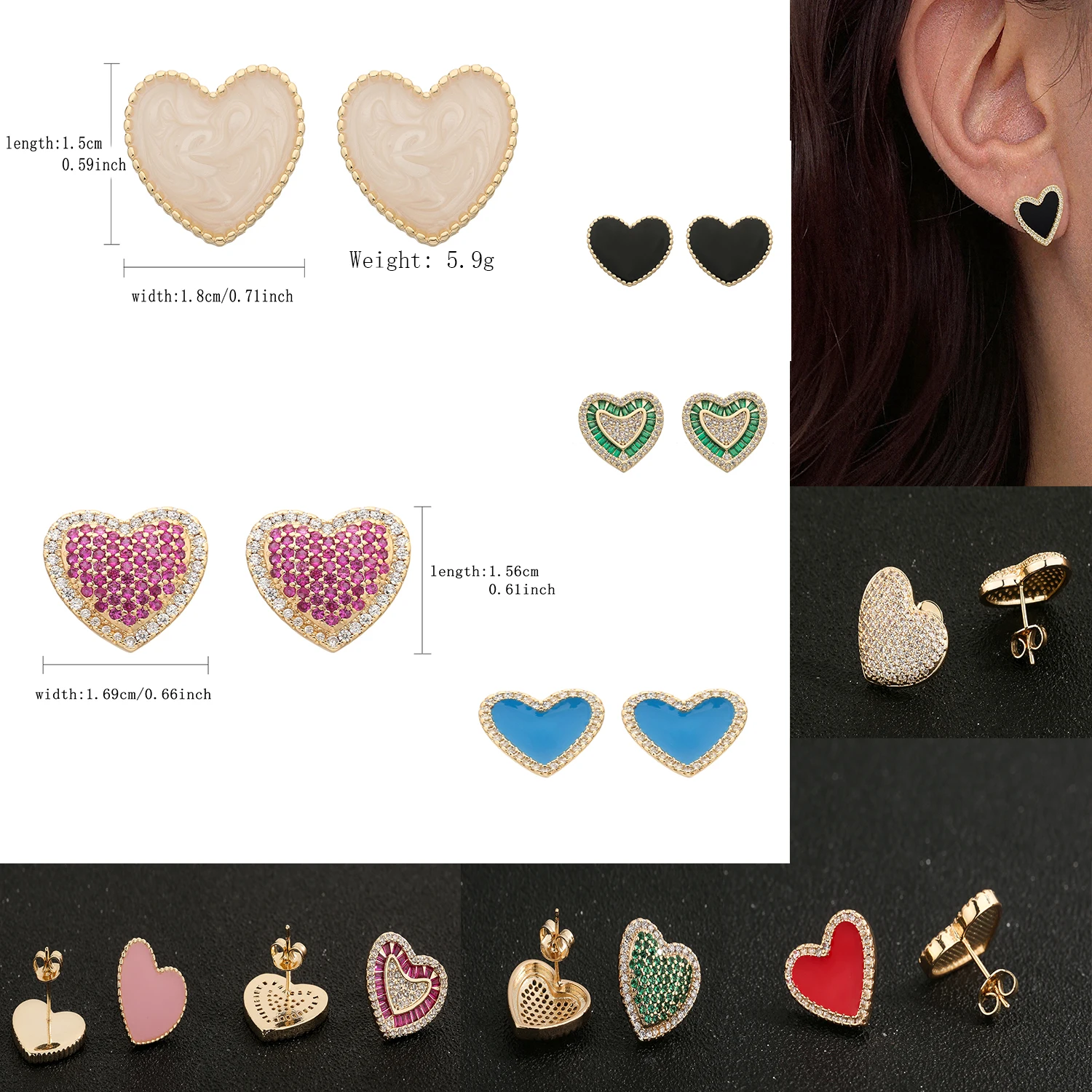 Pendientes de amor para chicas a la moda, joyería Popular galvanizada de latón de 5,6g y 14K para niñas, joyería de regalo para madres