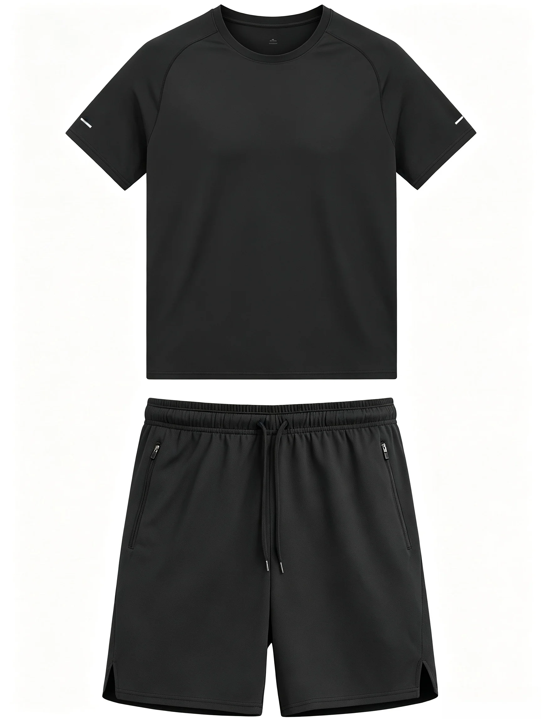 New Summer Men's Simple Quick-drying Round Neck T-shirt Mesh Shorts Men's Sportswear Two-piece Daily Sportswear