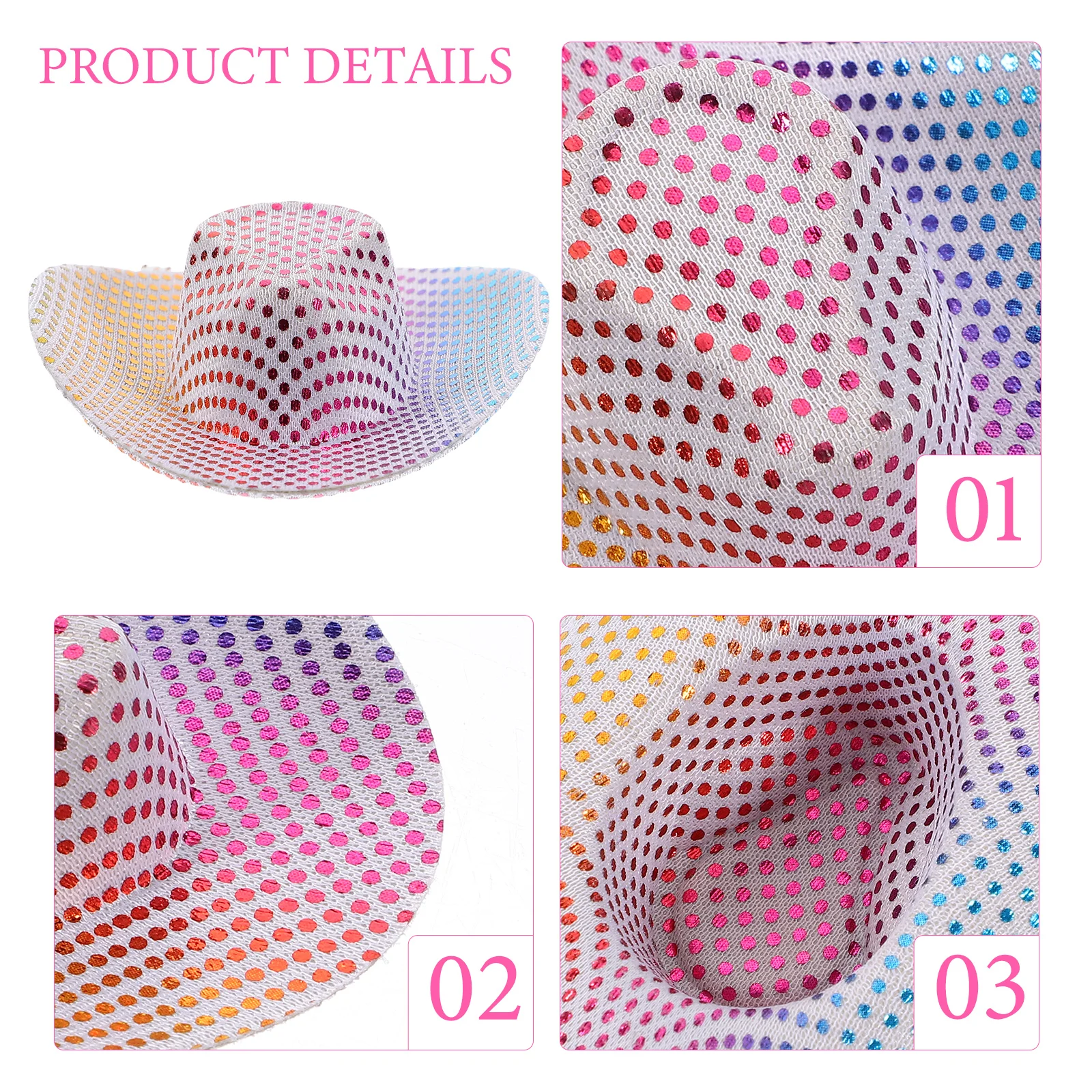 

6 Pcs Bottle Cap Mini Hats Pink Glitter Cowgirl Craft Decorative Tiny Accessories Clothes Hair DIY Projects