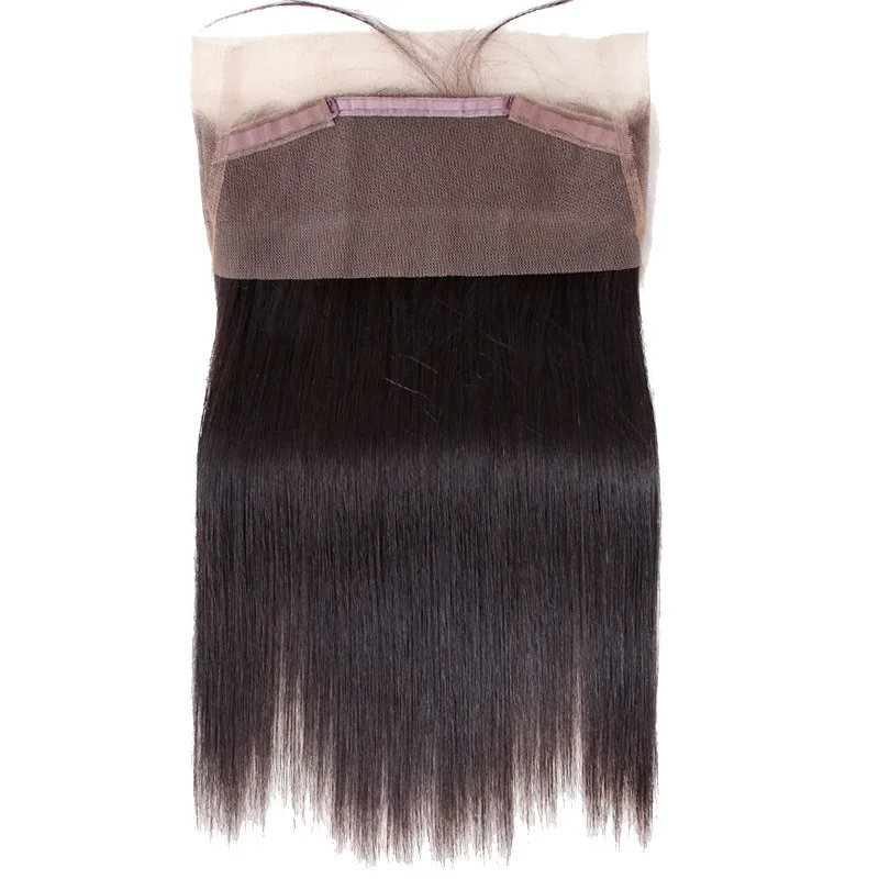 Premium 360 Chiusura frontale in pizzo da orecchio a orecchio Invisibile pizzo svizzero Capelli per bambini Capelli umani vergini brasiliani Densità 150%