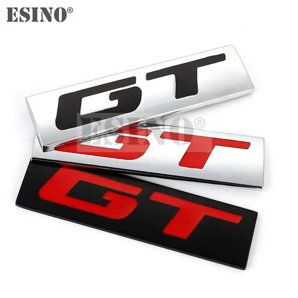 Car Styling Universal GT 3D Metal Zinc Alloy Car Badge Body Fender Rear Trunk Adhesive Decal Emblem