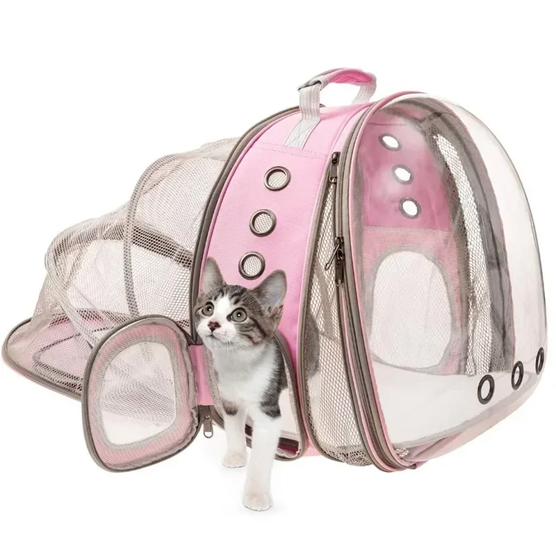 New Cat Backpack Transparent Expandable Cat Space Bag Breathable Dog Bag Go Out Portable Double Shoulder Small Dog Backpack