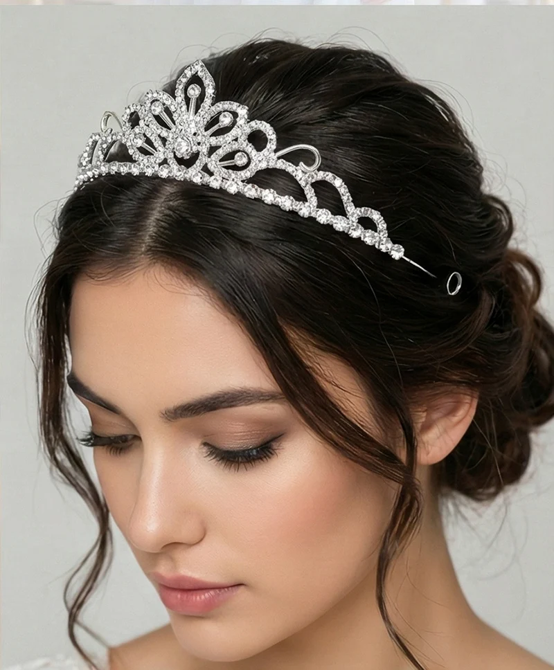 

Luxury Rhinestone Flower Princess Crown Party Wedding Women's Tiara Headdresses Classic Hair Accessories Jewelry