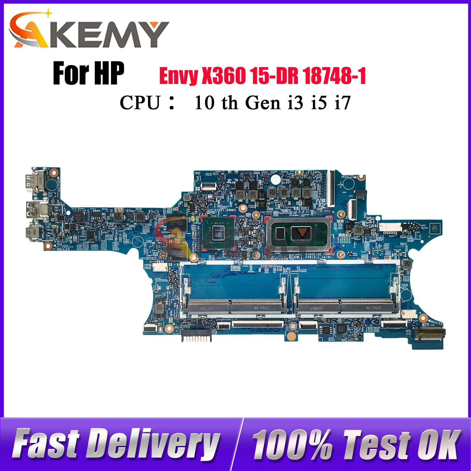 

L63888-601 L63887-601 для ноутбука HP Envy X360 15-DR, материнская плата 18748-1 с процессором i5 i7 MX250, 4 ГБ графического процессора DDR4, 100% полностью протестировано