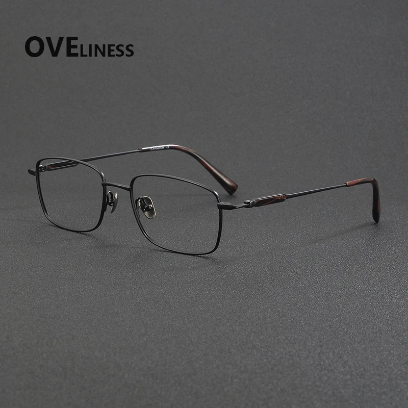 2027 Pure Titanium Glasses Frame For Men New Brand Design Square Eyeglasses Frames Ultralight-Weight Japanese Eyewear spectacles
