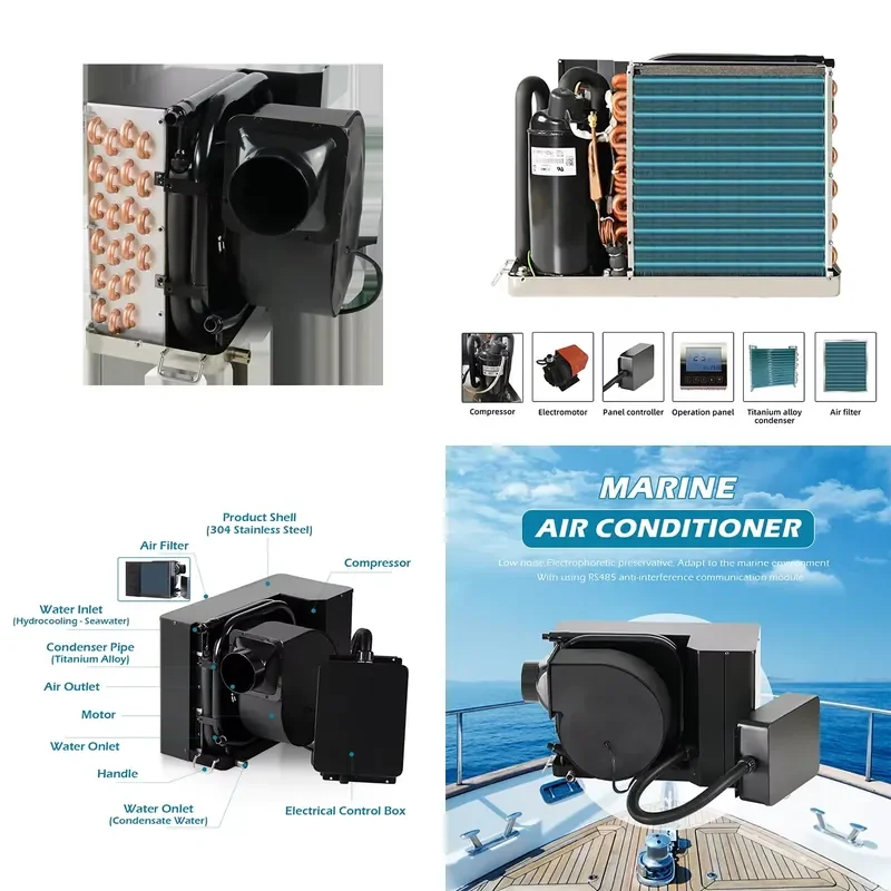 48V DC Marine Air Conditioning HVAC System Heat Exchanger Marine Heat Pump Heating and Cooling 9000BTU-24000BTU