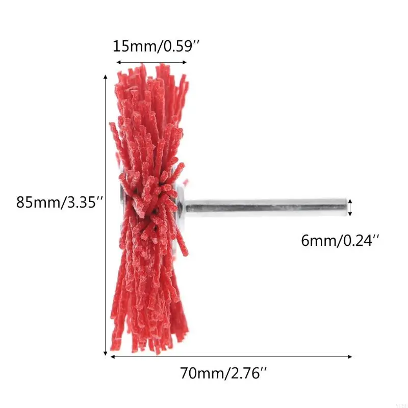 Y55E Pincel alambre acero abrasivo y desbordante para pulido cabeza nylon roja vástago