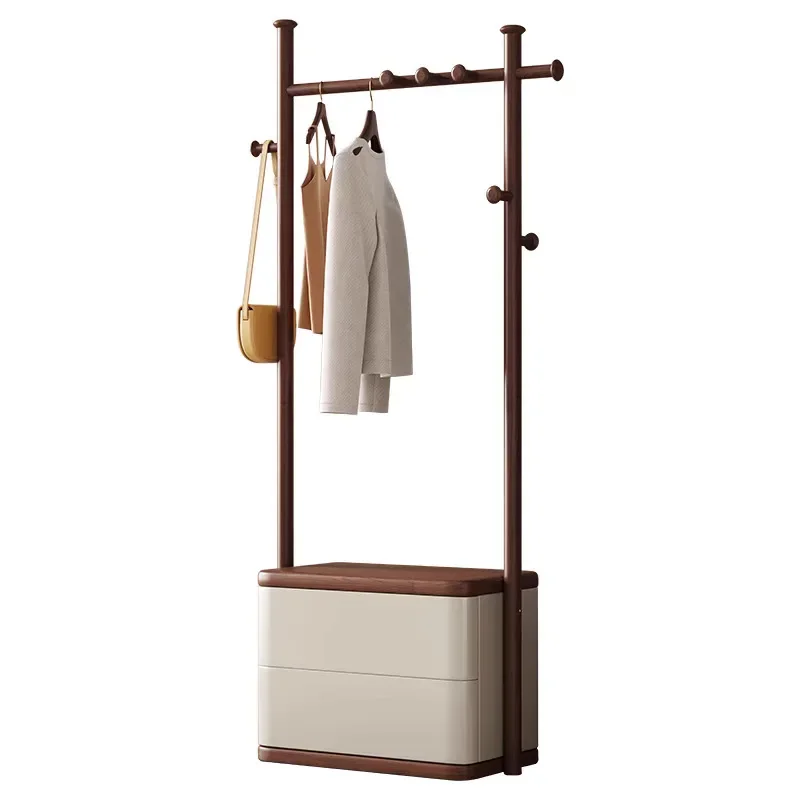 

Light luxury Italian style, all solid wood, coat rack, simple drawer, seating, ash wood