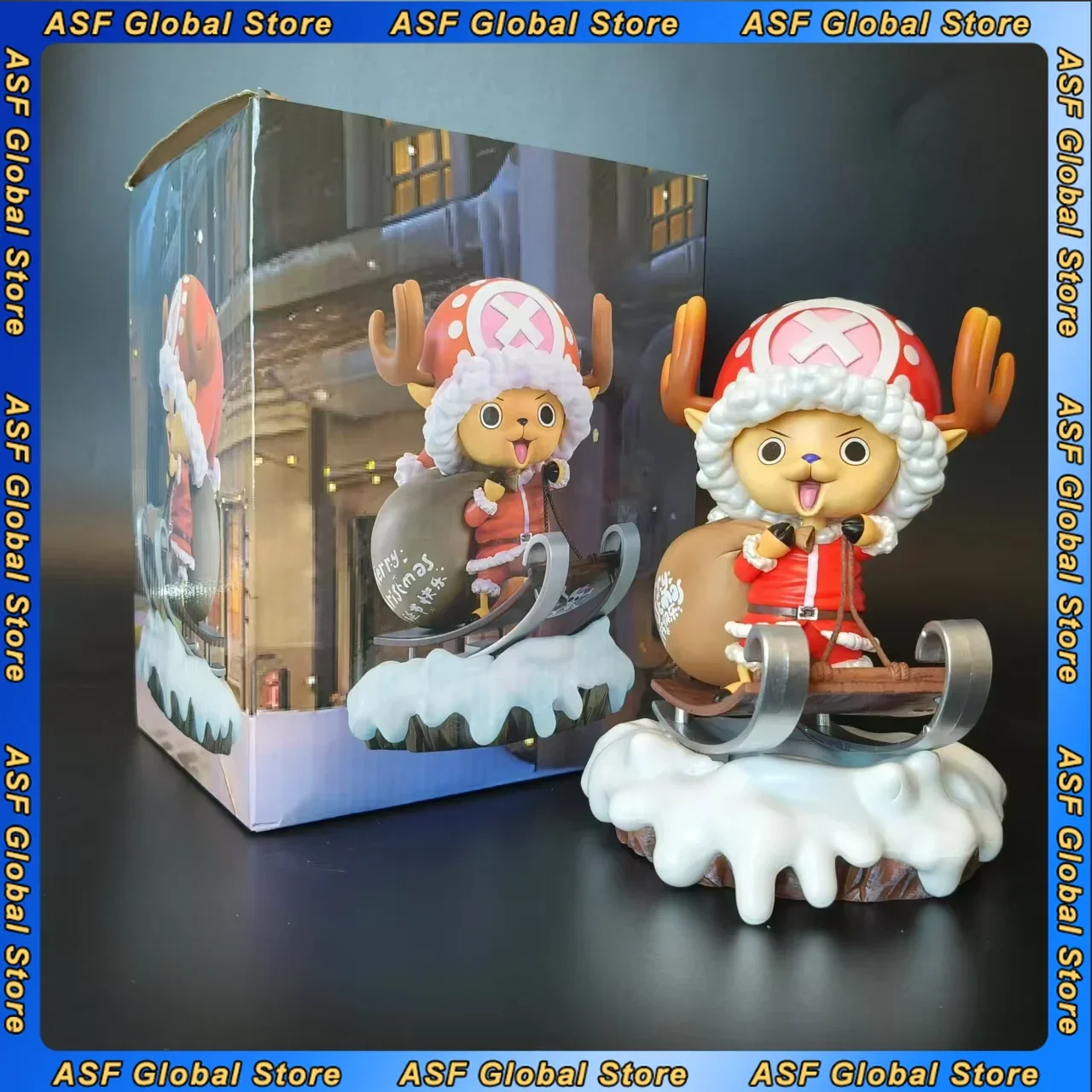

10cm New One Piece Anime Figure Chopper Christmas Cake Island Cos Santa Claus Peripheral Model Standing Ornaments Model Gift Toy