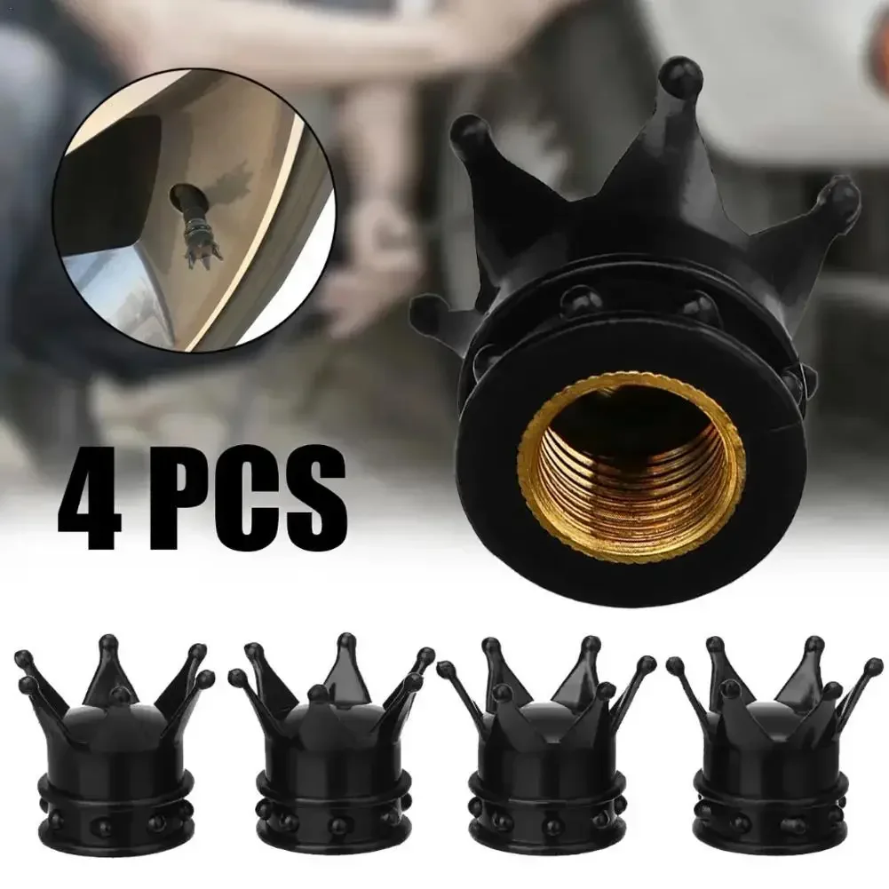 Universal Crown 4 PCS Car Wheel Tire Valve Caps Tyre Rim Stem Covers Airdust For Car Accessories Motorcycle Decoration