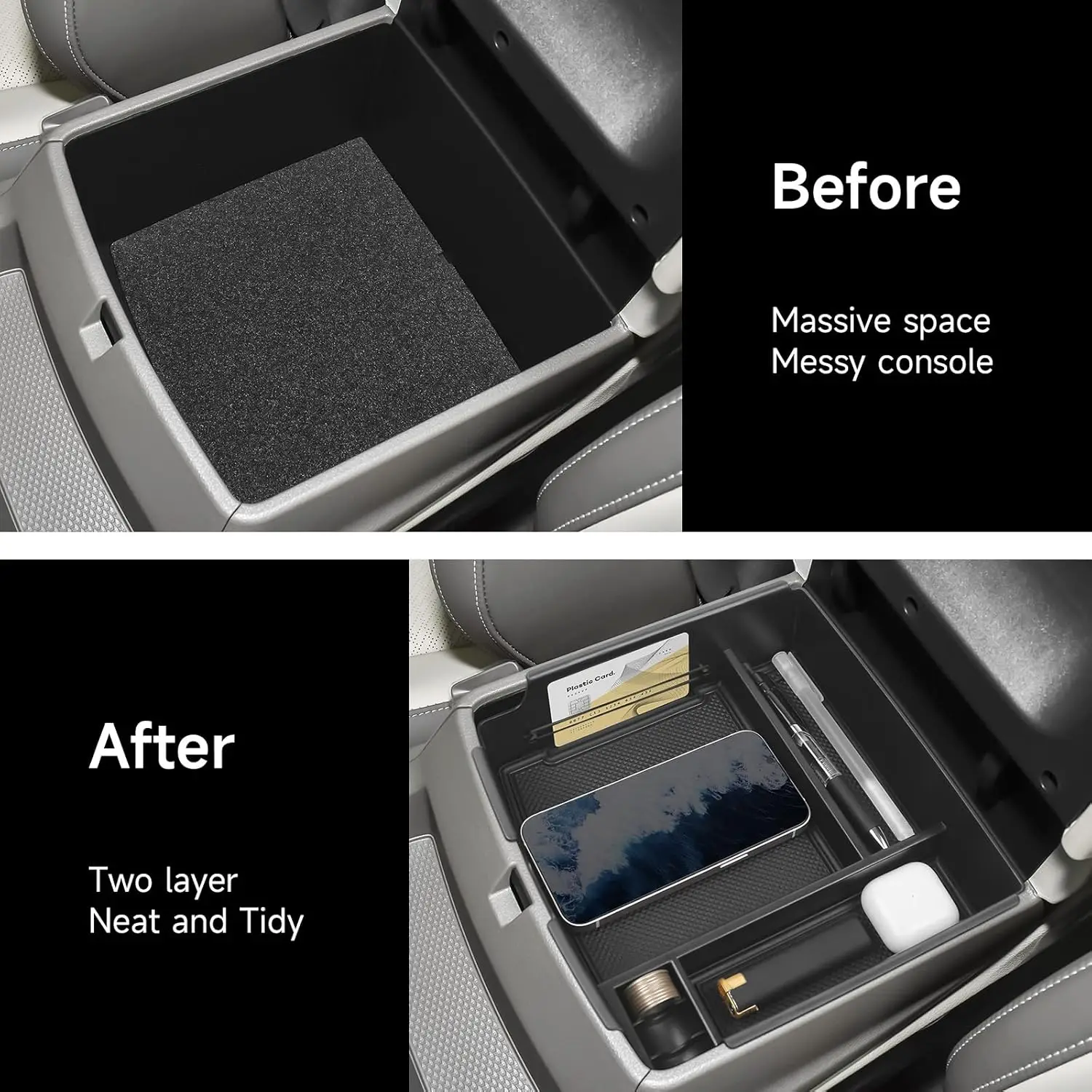 Center Console Organizer Compatible for Kia Carnival 2026 2022 Accessories ABS Plastic Material Armrest Secondary Storage Box