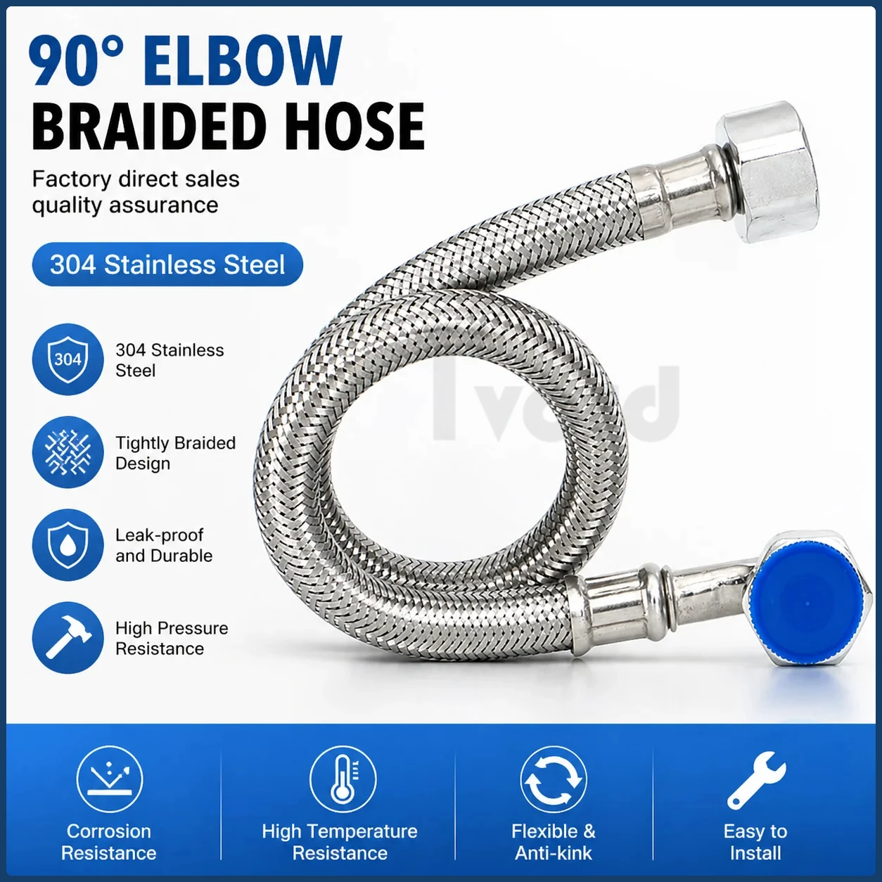 304 Stainless Steel Hose Angle Valve 90 Degrees Bend Pipe Bellows Toilet Hoses Bathroom Accessories, Hardware Products Pipes